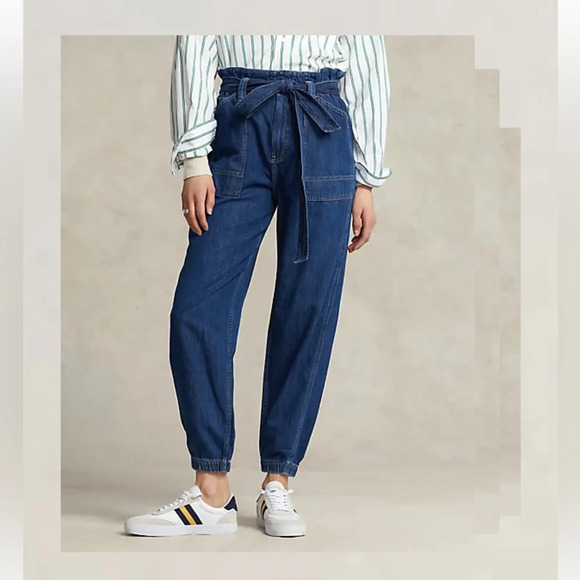 Polo Ralph Lauren Paperbag Utility High Rise Jogger Denim Jeans Size 28 - Picture 4 of 11